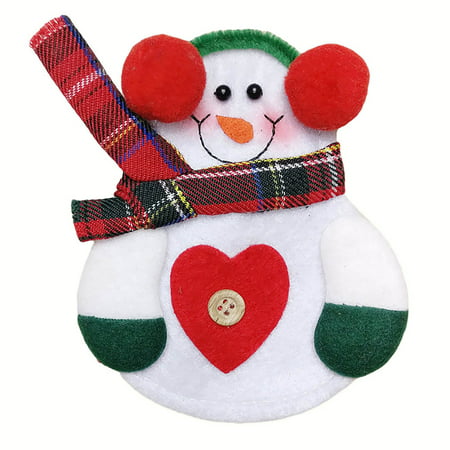 Zpa2#5674 Christmas Decorations  Restaurant and Hotel Layout  New Non-Woven Fabric Old Man Snowman Christmas Cutlery Bag Cutl