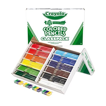 Crayola Colored Pencils  Bulk Classpack  Classroom Supplies  12 Assorted Colors  240 Count  Standard