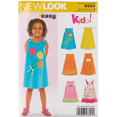 Simplicity U06504A New Look Easy to Sew Sleeveless Girl S Dress Sewing Pattern Kit  Code 6504  Sizes 3-8