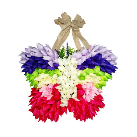 Zpj5#5954 Butterfly Wreath for Front Door Four Colors of Tulips Woven Into the Shape of Butterflies Are the Perfect Gift for