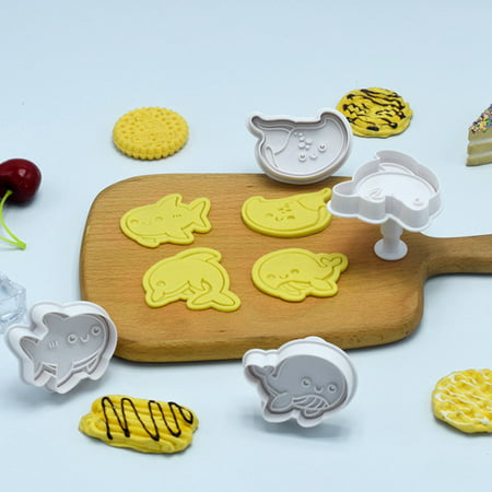 4-Piece Set Cookie Fondant Stampers Sea Animals Cookie Mould DIY Baking Kit Kitchen Baking Supplies Uscallm 2022 New Home Products #7263