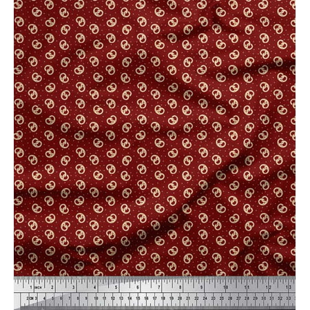 Soimoi Modal Satin Fabric Dot & Pretzels Food Print Fabric by the Yard 42 Inch Wide