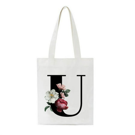Zpj3#7668 Personalised Initial Tote Bag Floral Watercolour Gift for Her Letter Tote Bag Z#7668 GH9