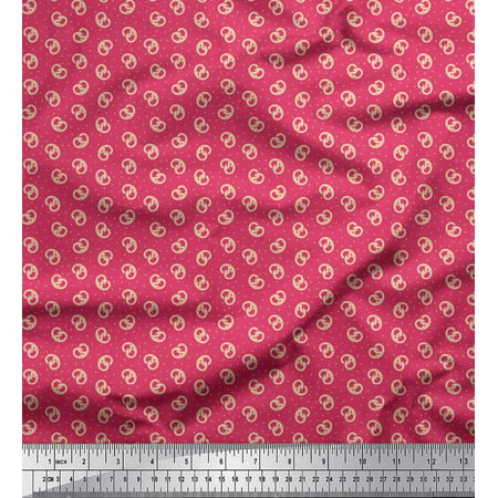 Soimoi Viscose Chiffon Fabric Dot & Pretzels Food Print Sewing Fabric Yard 42 Inch Wide