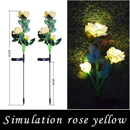 Usupdd Outdoor Flower Garden Lights with 6 Lighted Heads Solar Artificial Rose Flower Usupdd 220805-6974