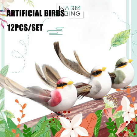 DDgui New 12PCS Birds Artificial Feather Foam Colorful Birds Wedding Decor Venue Ornament DDgui WAA220920-7263