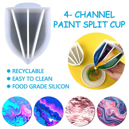Usupdd 4 Channels Split Cups for Paints Pouring Silicone Pouring Cup Dividers Painting Tools for Acrylic Paint Resin Pouring Usupdd220728-5075