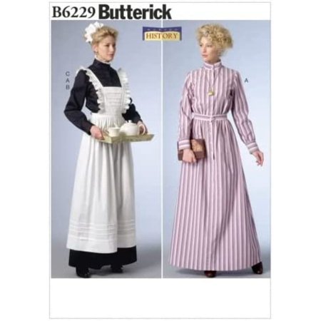 BUTTERICK Ladies Sewing Pattern 6229 Historical Dress Apron & Headpiece Costume
