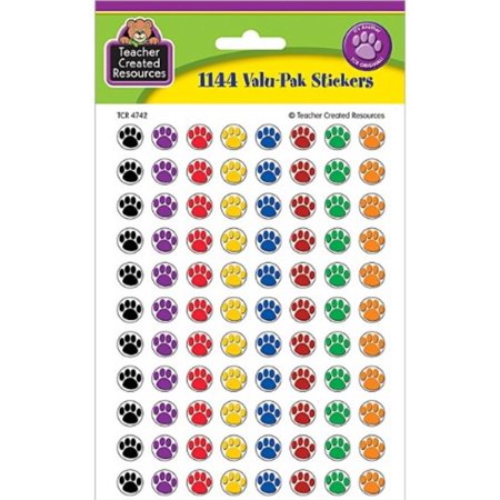 Colorful Paw Prints Mini Stickers Value Pack (4742)Acid-free  1144 Stickers per Pack by Teacher Created Resources