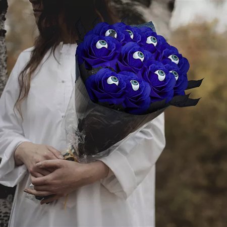 10 Pieces Faux Rose with Eyeballs - Halloween Faux Eyeball Flowers Faux Gothic Rose Bushes for Halloween Party Home Garden Decorations Best Gift