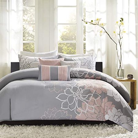 Madison Park - MP12-5674 Lola Duvet Cover  King/Cal King  Grey/Blush