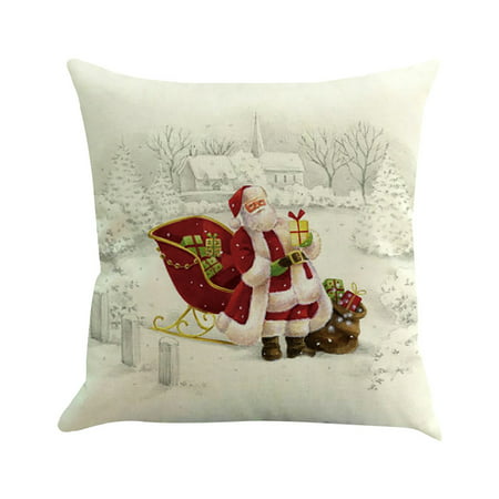 Buodes Plaid Pillow Covers Christmas Peach Skin Pillowcase Cushion Cover Home Sofa Decoration on Clearance Sale
