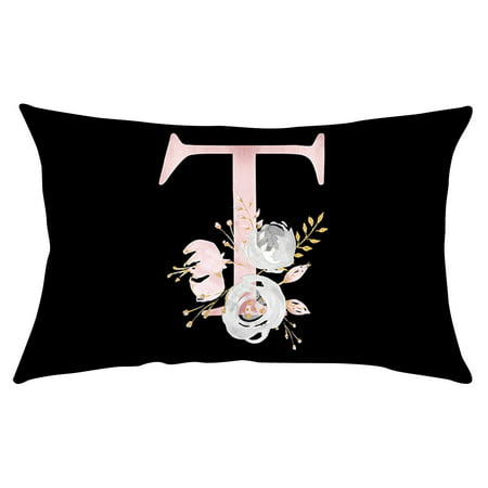 MIANHT Pillow Covers English Alphabet ANW Floral Pillowcases Black Throw Pillow Case - 2022 Pillow Covers English O-#6249