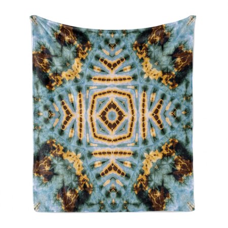 Hippie Soft Flannel Fleece Throw Blanket  Close up Effect Hippie Motif Maya Clan in Dirt Tones Counter Culture Print  Cozy Plush for Indoor and Outdoo