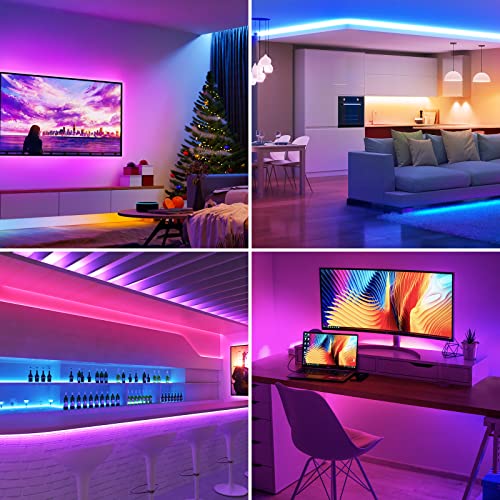 Lepro RGB LED Strip Lights Kit, 16.4ft 24V Flexible LED Light Strip, 5050 SMD LED, Color Changing Rope Light with Remote Controller and 24V Power Supp