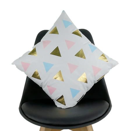 Miximx Home Geometric Bronzing Pillowcase  Pillow Car with Soft Fabric Lumbar - New Novel Home Geometric Bronzing LTZ#3535