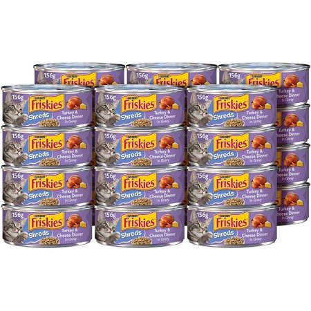 Purina Friskies Gravy Wet Cat Food  Shreds Turkey & Cheese Dinner - 5.5 Oz. Can (24 Count)