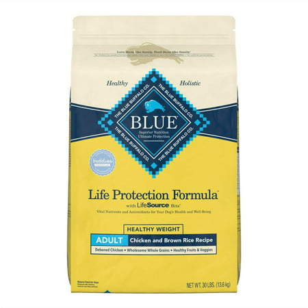 Blue Buffalo Life Protection Adult Natural Healthy Weight Chicken and Brown Rice Recipe Dry Dog Food  30 Lb. Bag