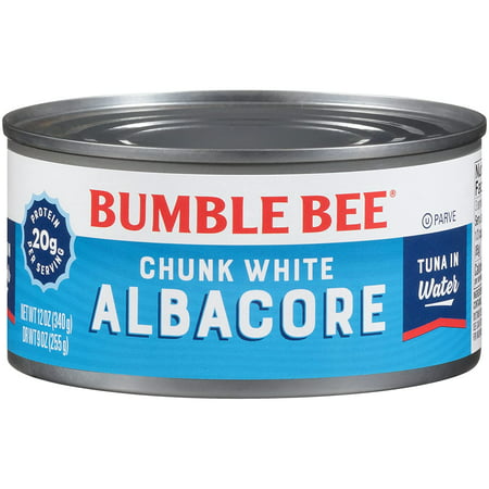 Bumble Bee Chunk White Albacore Tuna in Water  12 Oz Cans (Pack of 12) - Wild Caught Tuna - 20g Protein per Serving - Non-GMO Project Verified  Gluten