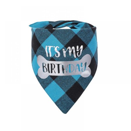 Dog Bandanas Puppy Birthday Gift Double Layer Washable Dog Bandanas Triangle Buffalo Plaid Printing Dog Kerchief Set Scarf Accessories for Small to La