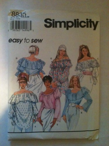 Simplicity 8835 Misses Tops Size AA; XS,S,M