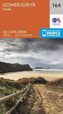 Ordnance Survey Explorer 164 Gower & Llanelli Map with Digital Version, Orange