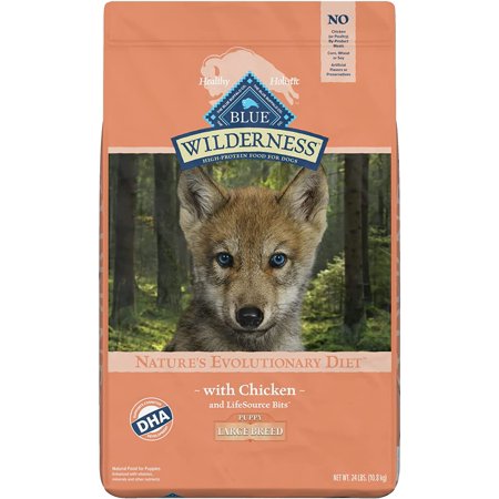 Blue Buffalo Wilderness High Protein Grain Free  Natural Puppy Large Breed Dry Dog Food  Chicken 24lb