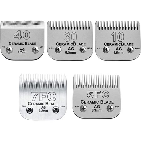 Size 10/30/40/5FC/7FC Detachable Pet Clipper Blades Set Compatible with Most Andis Oster A5 Wahl KM Series Clipper Made of Ceramic Blade & Stainless S