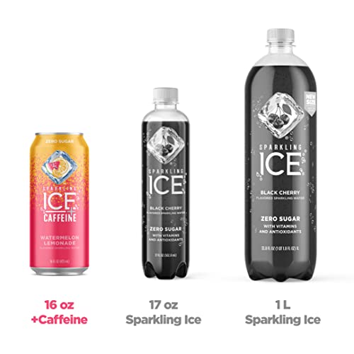Sparkling Ice +Caffeine Watermelon Lemonade Sparkling Water, Zero Sugar, with Antioxidants and Vitamins, Zero Sugar, 16 Fl Oz Cans (Pack of 12) thumbnail
