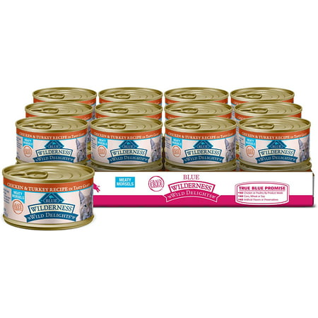 Blue Buffalo Wilderness Wild Delights High Protein Grain Free  Natural Adult Meaty Morsels Wet Cat Food  3-oz (Pack of 24)