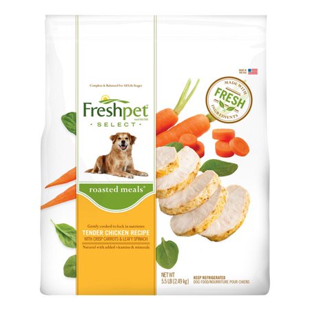 (4 Pack)Freshpet Select Roasted Meals Tender Chicken with Crisp Carrots & Leafy Spinach Dog Food Recipe  5.5 Lb.