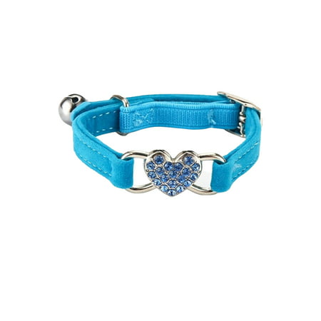 Usupdd New Cute Crystal Elastic Dog Collar Velvet Bell Heart Shape Pet Necklacce Usupdd WAA220822-3251