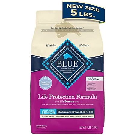 Blue Buffalo Life Protection Formula Natural Senior Small Breed Dry Dog Food  Chicken and Brown Rice 5-lb Trial Size Bag