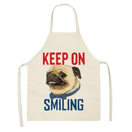 DDgui New Upgraded DOG PUG Printed Cotton Linen Sleeveless Apron Kitchen DDgui LCC220922-4742