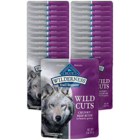 Blue Buffalo Wilderness Trail Toppers Wild Cuts High Protein  Natural Wet Dog Food  Chunky Bites in Hearty Gravy  3-oz Pouches