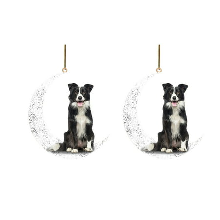 DDgui New Upgraded Iron Art Sit on the Moon Lovely Dog Moon Ornament for Dog Lovers Christmas Tree Pendent 2PC DDgui WAA220922-6229