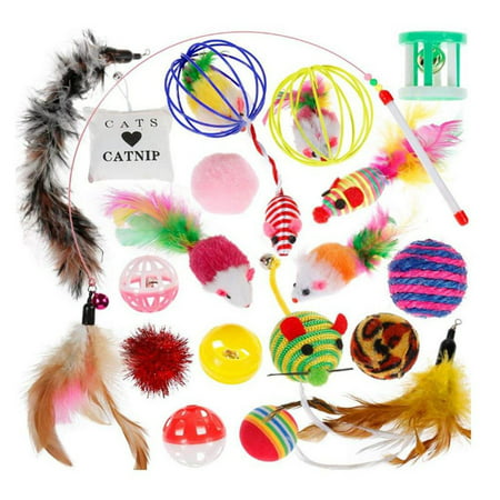 Danhjin Cat Toys 20 Pcs Cat Toys Variety Pack Dog Toy Funny Cat Mouse Sisal Baby Cat Love Toy Set Cat Wand - Summer Savings Clearance