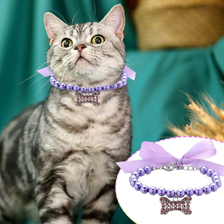 Usupdd New Pet Jewelry Pearl Necklace Cat and Dog Collar Pendant Gift Decoration Usupdd WAA220822-6974