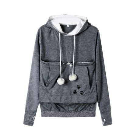 Plus Size Hoodies for Women Clearance Casual Pet Dog Cat Holder Carrier Coat Pouch Large Pocket Hoodie Tops