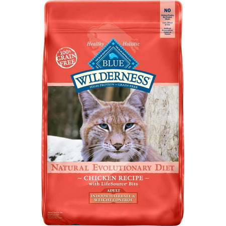 Blue Buffalo Wilderness Adult Indoor Hairball and Weight Control Grain-Free Chicken Recipe Dry Cat Food  11 Lb. Bag