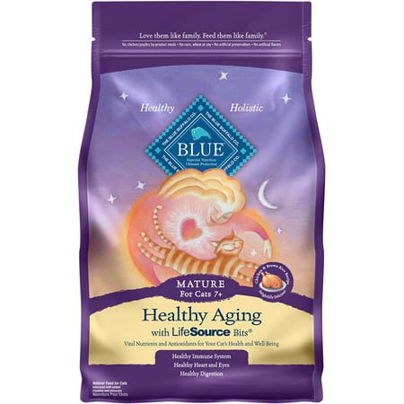 Blue Buffalo Healthy Aging Natural Mature Dry Cat Food  Chicken & Brown Rice  7 Lbs