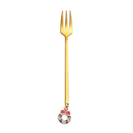 Mittory Home Christmas Decorations Metal Coffee Fork Stirring Spoon Christmas Table Decorations New Year Fashion W #5075