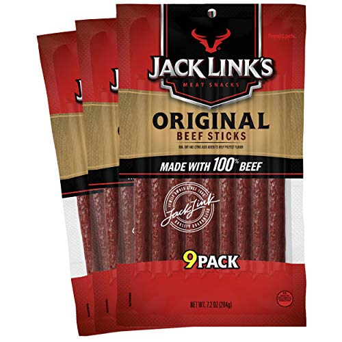Jack Links Beef Snack Sticks, Original,7.2 Ounce (Pack of 3) â€“ Great Protein Meat Stick with 4g of Protein per Serving, Made with 100% Premium