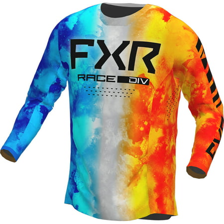 FXR Podium MX Jersey Fire & Ice Lightweight Slim Fit Drop-Tail Hem Collared - Medium 233325-3443-10