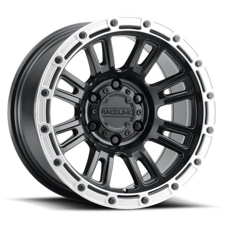 Raceline 956BS-COMPASS 18  Cast Aluminum Wheel  COMPASS SATIN BLACK W/ SILVER RING 18X9 6X135 +18mm Fits Select: 2019 FORD F150 SUPERCREW  2016-2018 F
