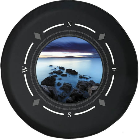 Spare Tire Cover Compass Stone Path Ocean Water SkyWheel Covers Fit for SUV Accessories Trailer RV Accessories and Many Vehicles