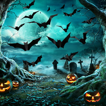 Usupdd 3D Halloween Crease Bats Decoration Wall Sticker Thriller Party PVC Sticker Usupdd WAA220816-2313