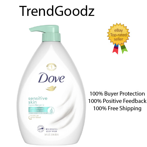 Dove Sensitive Skin Hypoallergenic Body Wash with Pump - No Sulfates - 34 Fl Oz