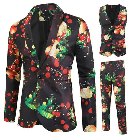 Fiudx Christmas Men S Fashion Suit Jacket + Vest + Suit Pants Three-piece Suit 2292