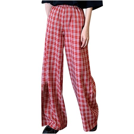 QUYUON Wide Leg Shorts for Women Shorts Dress Pants Women High Waisted Long Pants for Women Loose Women Plaid Pants Women Printed Pants for Women 7796